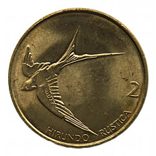 СЛОВЕНИЯ 2 толара 2000 UNC. Деревенская ласточка