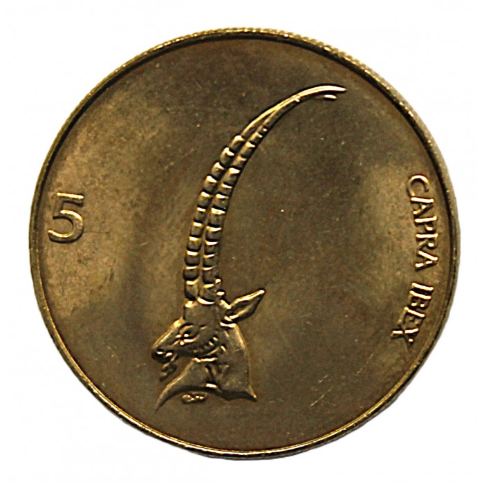 СЛОВЕНИЯ 5 толаров 2000 UNC. Козел альпийский