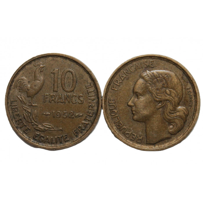 ФРАНЦИЯ 10 франков 1952 (KM# 915.1) Петух
