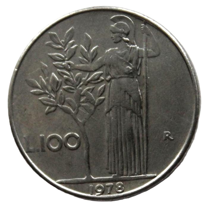 ИТАЛИЯ 100 лир 1978 (KM# 96.1) Минерва