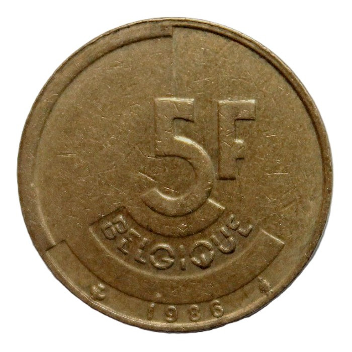 БЕЛЬГИЯ 5 франков 1986 (KM#163 «BELGIQUE») Бодуэн I