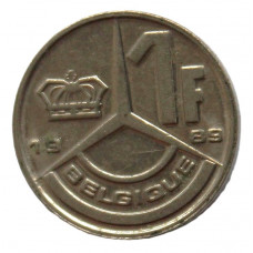 БЕЛЬГИЯ 1 франк 1989 (KM# 170 «BELGIQUE») Бодуэн I