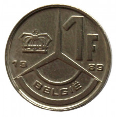 БЕЛЬГИЯ 1 франк 1989 (KM# 171 «BELGIE») Бодуэн I