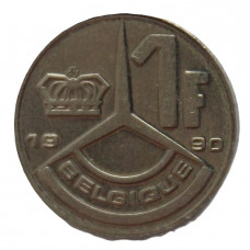 БЕЛЬГИЯ 1 франк 1990 (KM# 170 «BELGIQUE») Бодуэн I