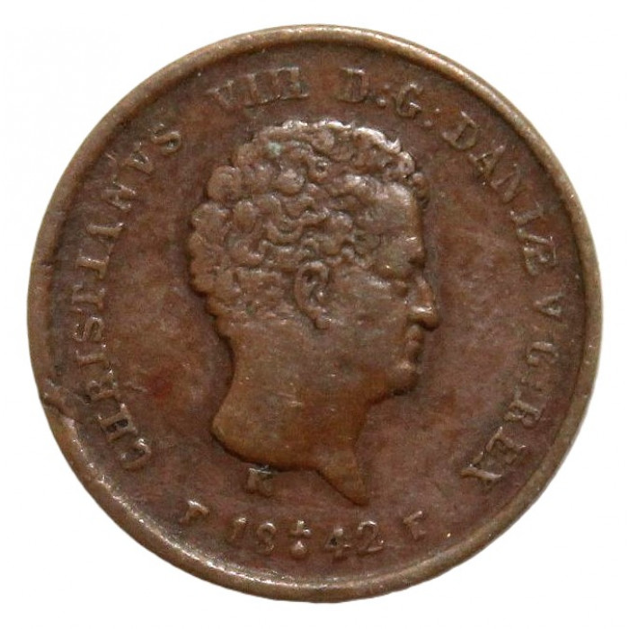 ДАНИЯ 1/5 ригсбанкскиллинга 1842 (KM# 724 «R.B.S.») Кристиан VIII ДАНИЯ 1/5 ригсбанкскиллинга 1842 (KM# 724 «R.B.S.») Кристиан VIII
