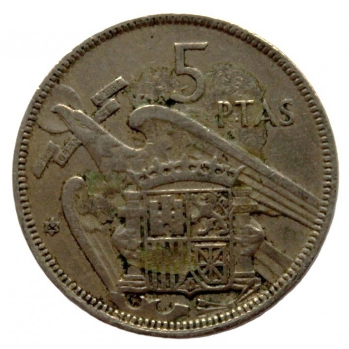 ИСПАНИЯ 5 песет 1962 (KM# 786) Франсиско Франко