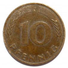 ГЕРМАНИЯ (ФРГ) 10 пфеннигов 1985 F