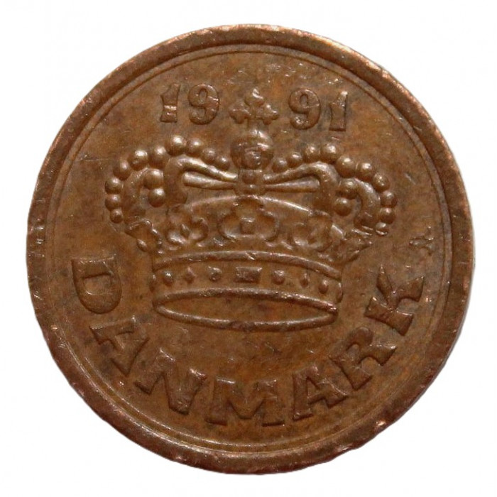 ДАНИЯ 25 эре 1991 (KM# 868.1) Маргрете II