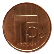 НИДЕРЛАНДЫ 5 центов 2000 (KM# 202) Беатрикс. Миллениум