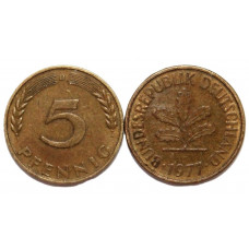 ГЕРМАНИЯ (ФРГ) 5 пфеннигов 1977 D