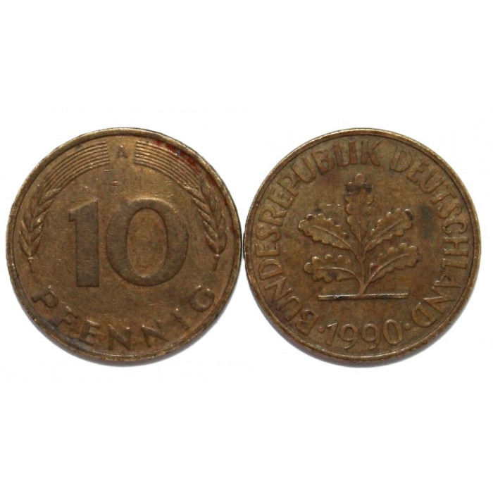 ГЕРМАНИЯ (ФРГ) 10 пфеннигов 1990 A
