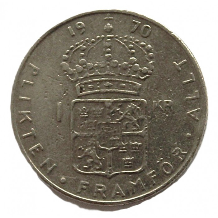 ШВЕЦИЯ 1 крона 1970 (KM# 826a). Густав VI Адольф