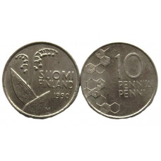 ФИНЛЯНДИЯ 10 пенни 1990 (KM# 65) Ландыш - Пчелиные соты