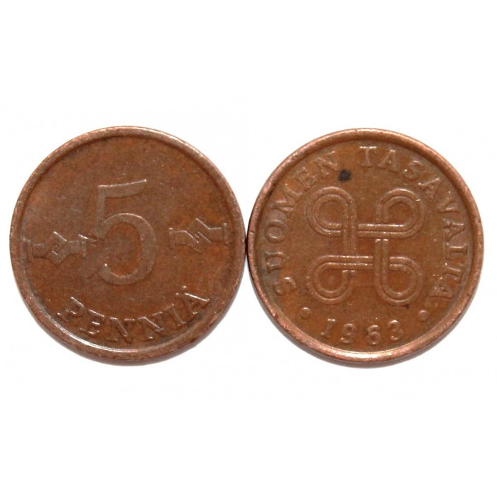 ФИНЛЯНДИЯ 5 пенни 1963 (KM# 45)