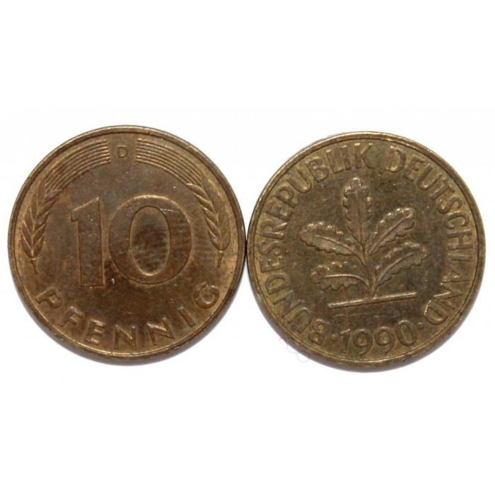 ГЕРМАНИЯ (ФРГ) 10 пфеннигов 1990 D ГЕРМАНИЯ (ФРГ) 10 пфеннигов 1990 D