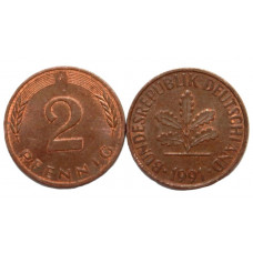 ГЕРМАНИЯ (ФРГ) 2 пфеннига 1991 J