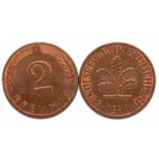 ГЕРМАНИЯ (ФРГ) 2 пфеннига 1980 J