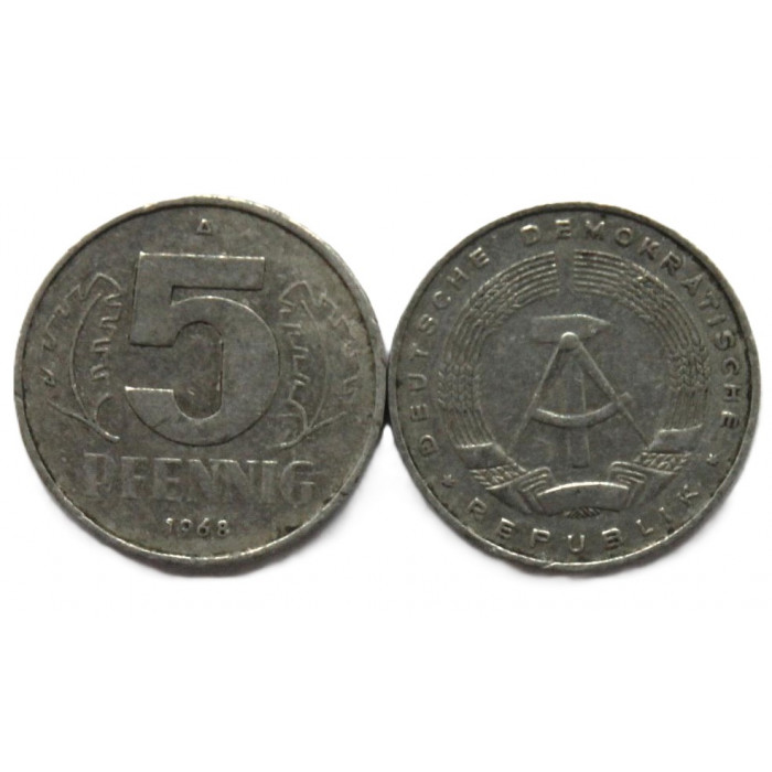 ГЕРМАНИЯ (ГДР) 5 пфеннигов 1968 (KM# 9.1)