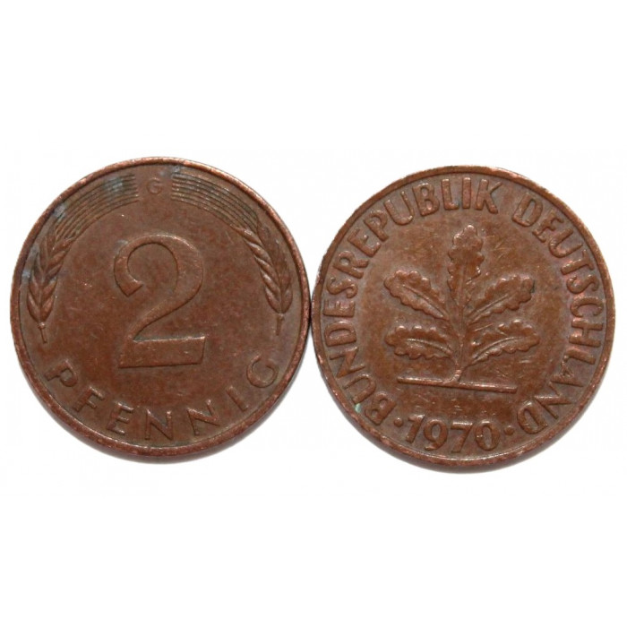 ГЕРМАНИЯ (ФРГ) 2 пфеннига 1970 G