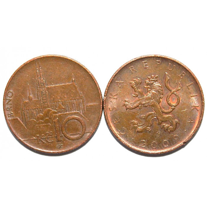 ЧЕХИЯ 10 крон 2009. Собор Святых Петра и Павла в Брно (Моравия)