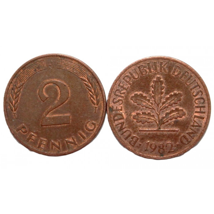 ГЕРМАНИЯ (ФРГ) 2 пфеннига 1982 J