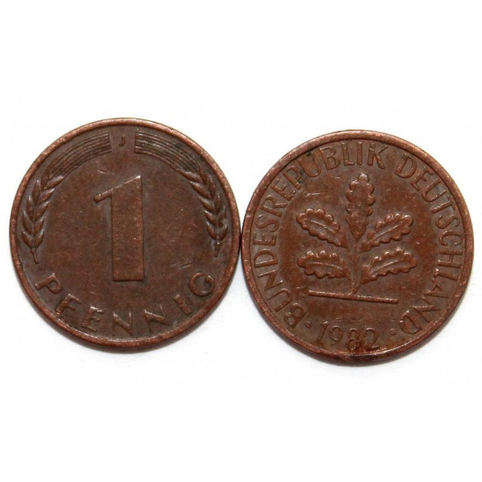ГЕРМАНИЯ (ФРГ) 1 пфенниг 1982 J