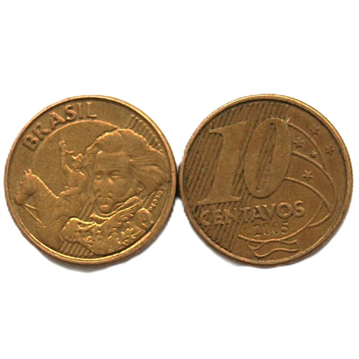 БРАЗИЛИЯ 10 сентаво 2005 (KM# 649.3) Педру I.