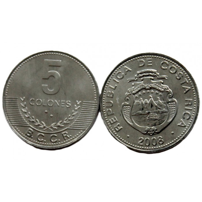 КОСТА РИКА 5 колон 2008 UNC