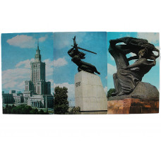 СССР комплект из 3 почтовых открыток «ВАРШАВА». Памятники. Дворец культуры и науки (1972 год) Чистые. Поскроссинг