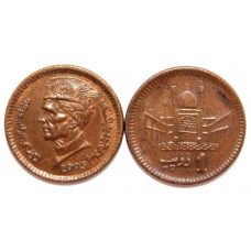 ПАКИСТАН 1 рупия 2005 (KM# 62) Мухаммад Али Джинна и Храм Лал Шахбаз Каландар