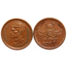 ПАКИСТАН 1 рупия 2003 (KM# 62) Мухаммад Али Джинна и Храм Лал Шахбаз Каландар