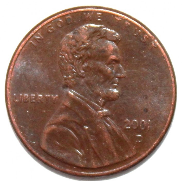 США 1 цент 2001 (D) Авраам Линкольн США 1 цент 2001 (D) Авраам Линкольн