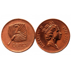 ФИДЖИ 2 цента 2001 (KM# 50a) UNC. Ритуальный пальмовый веер