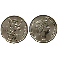 СОЛОМОНОВЫ ОСТРОВА 10 центов 2012 (KM# 235) UNC. Бог моря Нгориеру