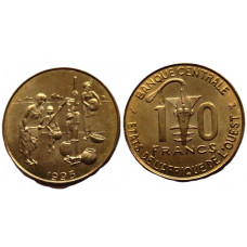 Западные Африканские государства 10 франков 1995 UNC. «FAO»