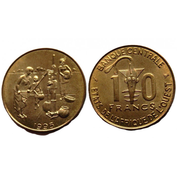 Западные Африканские государства 10 франков 1995 UNC. «FAO»