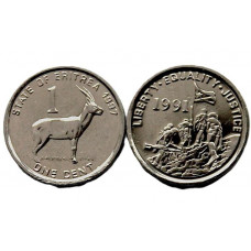 ЭРИТРЕЯ 1 цент 1997 UNC. Антилопа