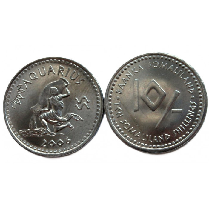 СОМАЛИЛЕНД 10 шиллингов 2006 UNC. «Знаки Зодиака». Водолей