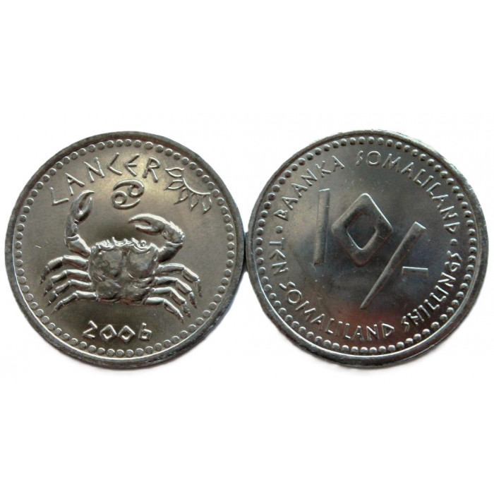 СОМАЛИЛЕНД 10 шиллингов 2006 UNC. «Знаки Зодиака». Рак