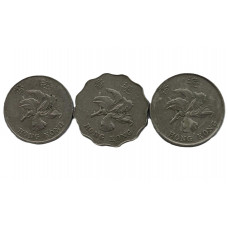 ГОНКОНГ набор из 3 монет 1993-1995. Цветок баугинии