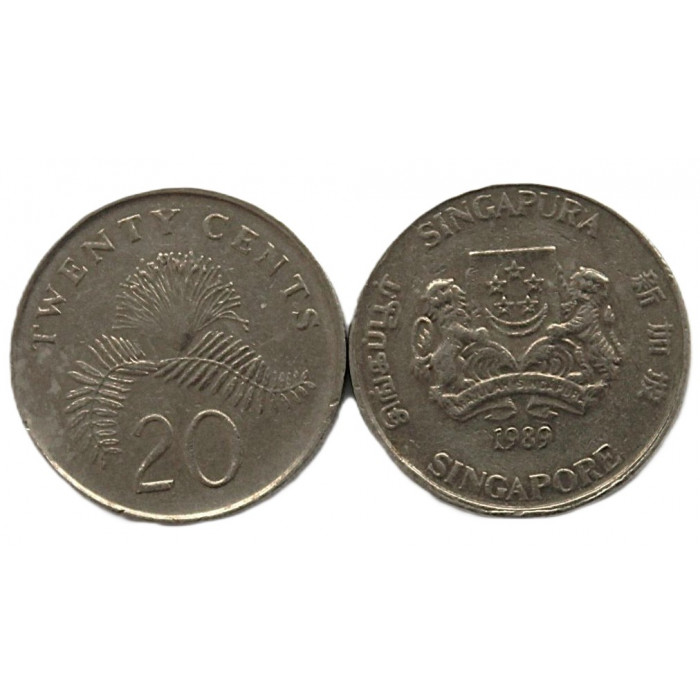 СИНГАПУР 20 центов 1989 (KM# 52) Каллиандра суринаменская