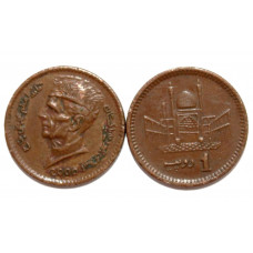 ПАКИСТАН 1 рупия 2000 (KM# 62) Мухаммад Али Джинна и Храм Лал Шахбаз Каландар