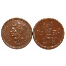 ПАКИСТАН 1 рупия 1998 (KM# 62) Мухаммад Али Джинна и Храм Лал Шахбаз Каландар