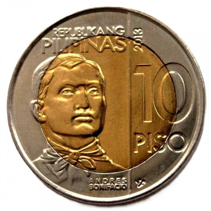 ФИЛИППИНЫ 10 песо 2013 UNC. «150 лет со дня рождения Адреса Бонифасио»