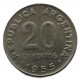 АРГЕНТИНА 20 сентаво 1955 (KM# 52). Хосе де Сан Мартин