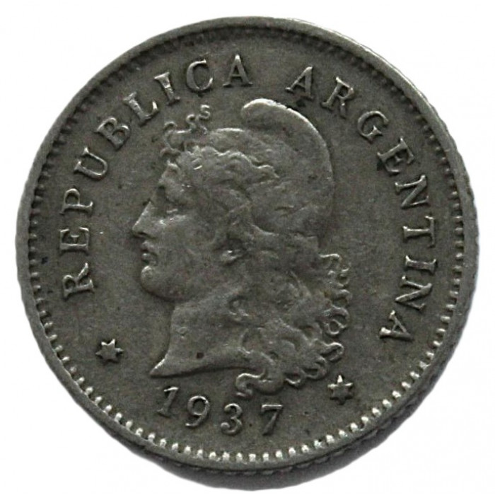 АРГЕНТИНА 10 сентаво 1937 (KM# 35)
