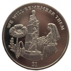 ВИРГИНСКИЕ ОСТРОВА 1 доллар 2014 UNC. «100 лет Первой Мировой Войны». Маковый день