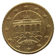 ГЕРМАНИЯ 50 евроцентов 2002 (D) Бранденбургские ворота в Берлине