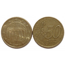 ГЕРМАНИЯ 50 евроцентов 2002 (F) Бранденбургские ворота в Берлине