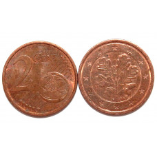 ГЕРМАНИЯ 2 евроцента 2002 (F) Ветвь дуба